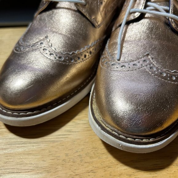 Womens Cole Haan Grand Evolution Rose Gold Laced Brogue Leather Shoes 8.5 * - Picture 11 of 13